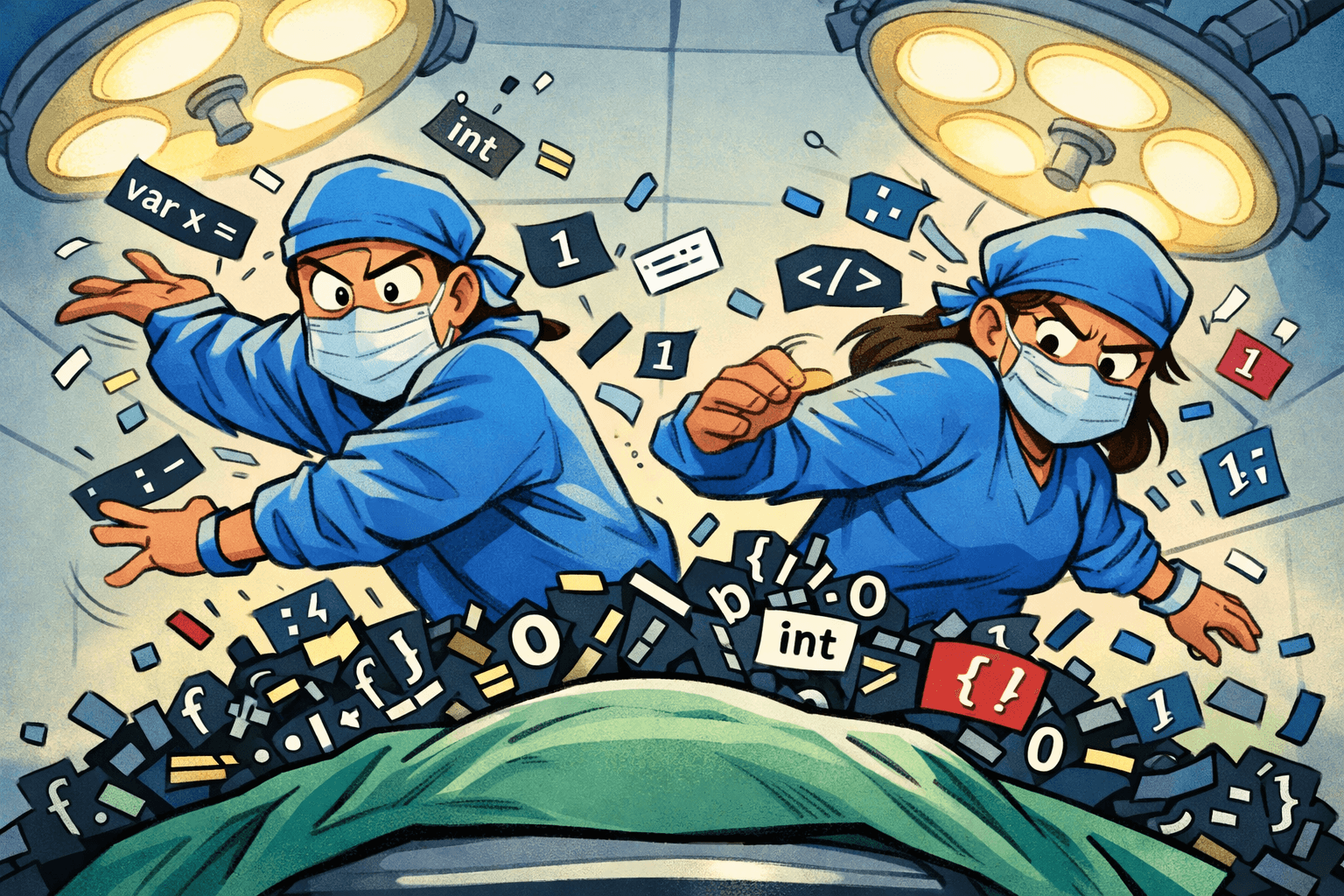 Chirurdzy pracujący nad nową stroną Novamedic